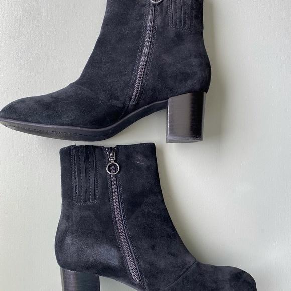 Earth Sparta  Suede Leather  Block Heel Braided  Zipper Ankle Bootie- Size 6 - Picture 8 of 12